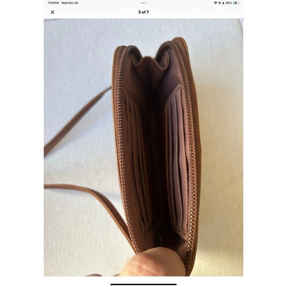 Fossil Key-Per Patchwork Leather Wristlet/Wallet Zipper Pouch - Picture 3 of 7